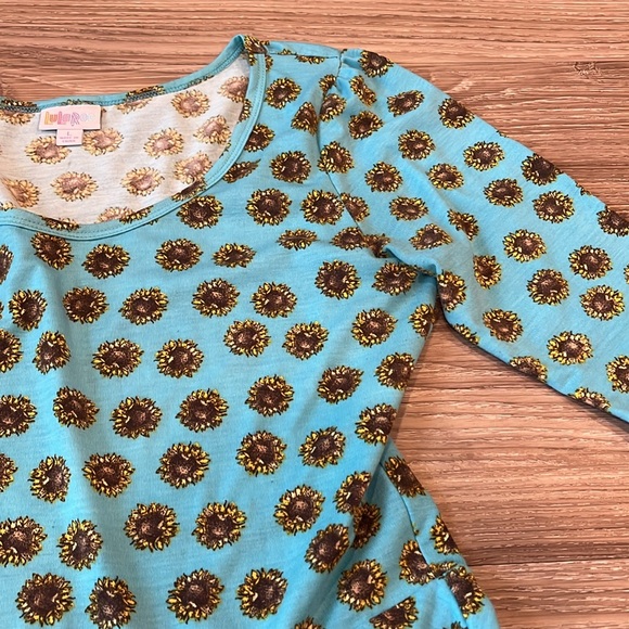 LuLaRoe Teal with Sunflowers 🌻 Nicole Dress - Picture 4 of 7
